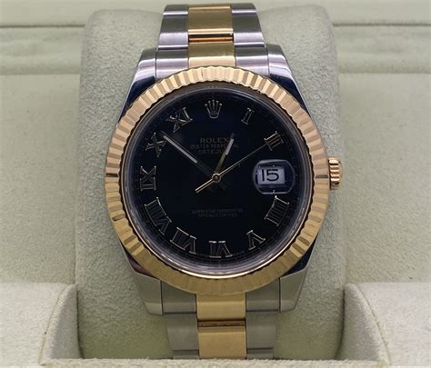 rolex datejust steel gold black dial bracelet|Rolex Datejust black dial vintage.